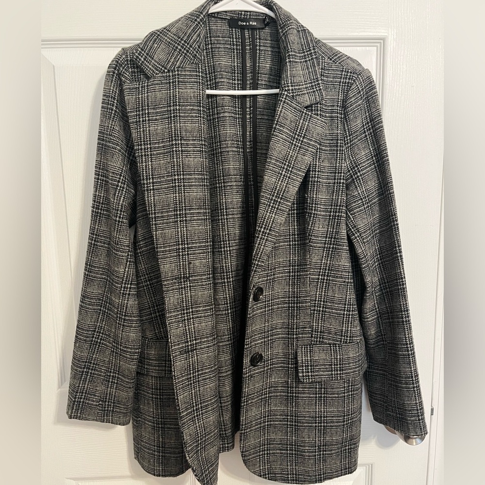 Plaid Blazer Jacket - Gray